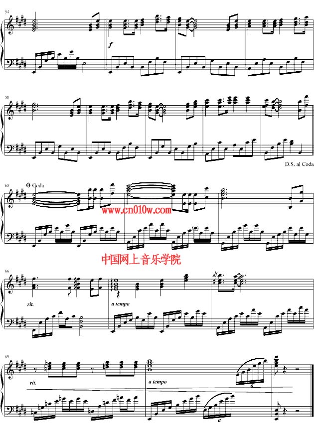 钢琴曲谱故乡的云三