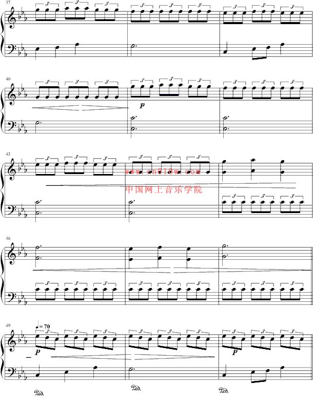 钢琴曲谱寂静的星空三