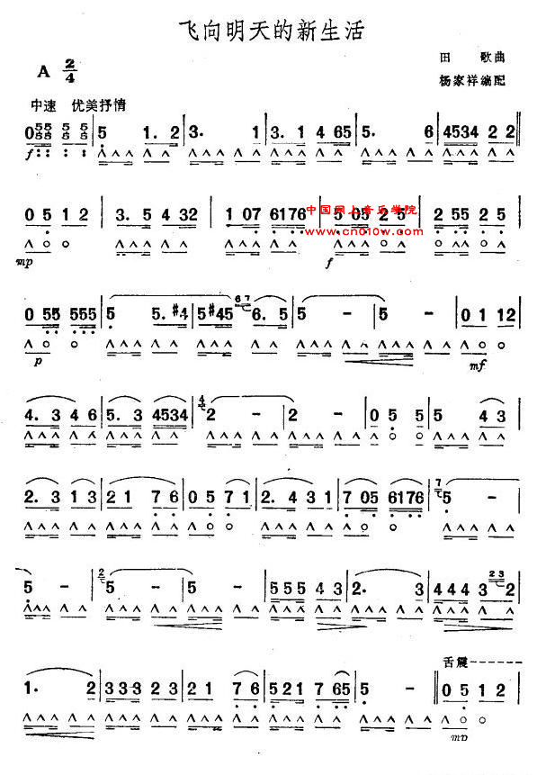 口琴曲谱 飞向明天的新生活01