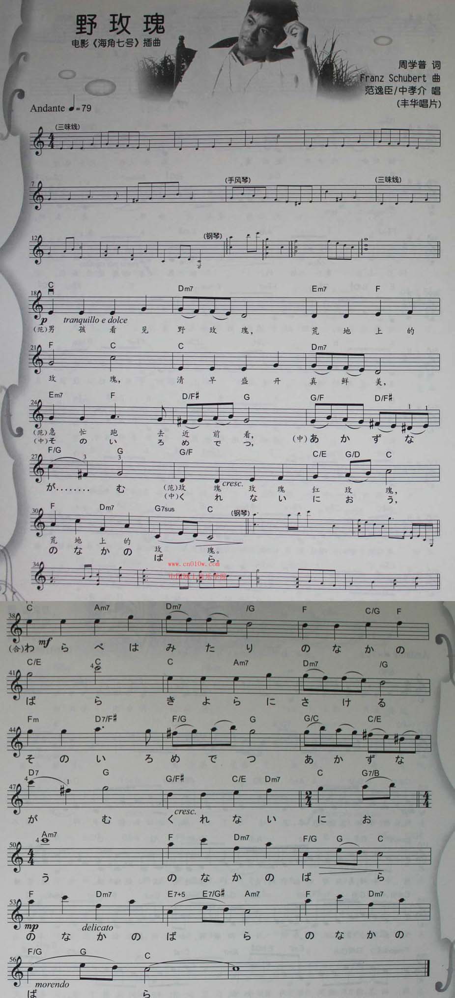 野玫瑰小提琴曲谱
