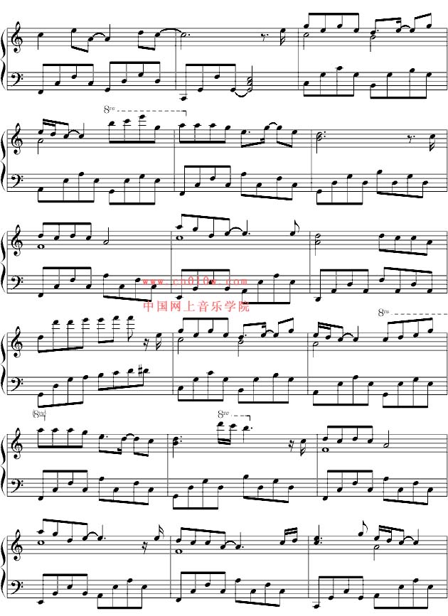 伴奏音乐 曲谱下载 >> 钢琴曲谱好久不见一 2011-11-20 18:55:51
