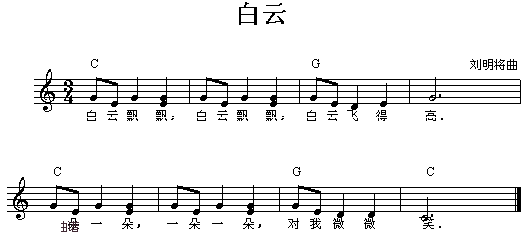 电子琴曲谱 白云