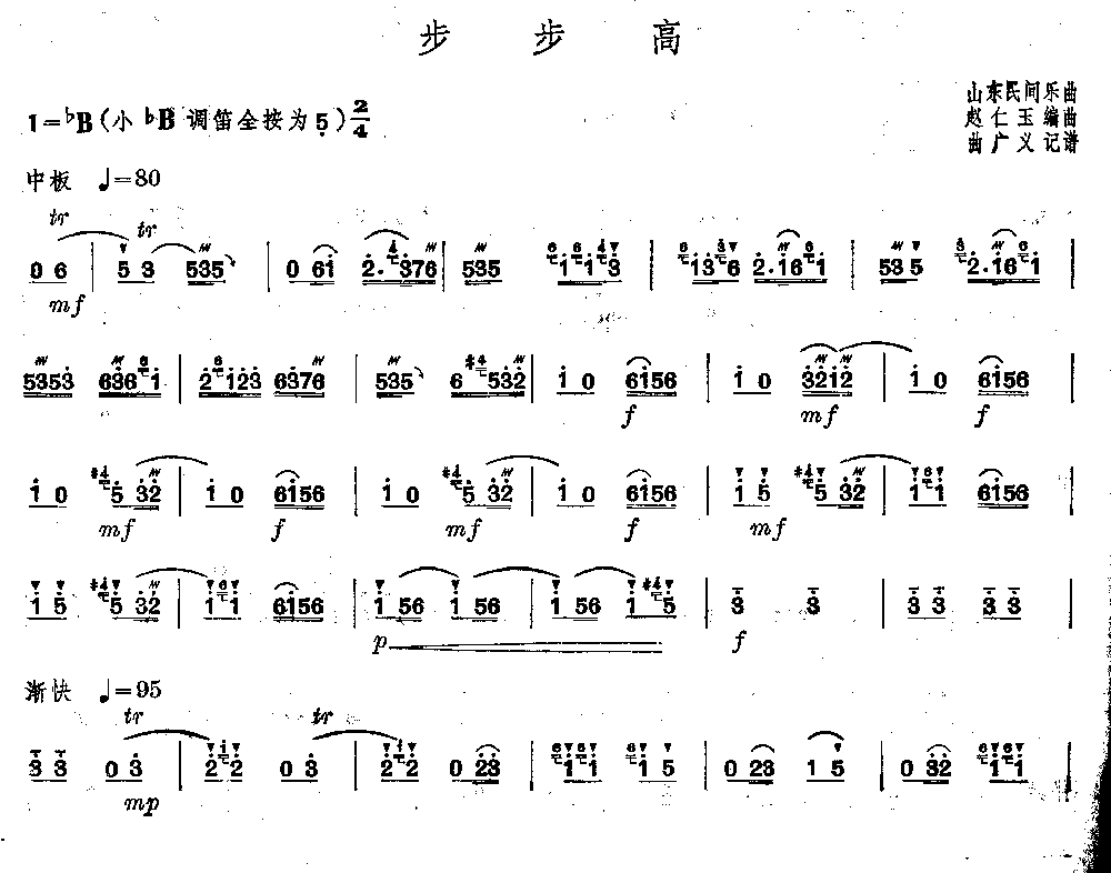 笛萧曲谱步步高(1) 笛萧曲谱步步高(1)下载 简谱下载 五线谱下载 曲谱